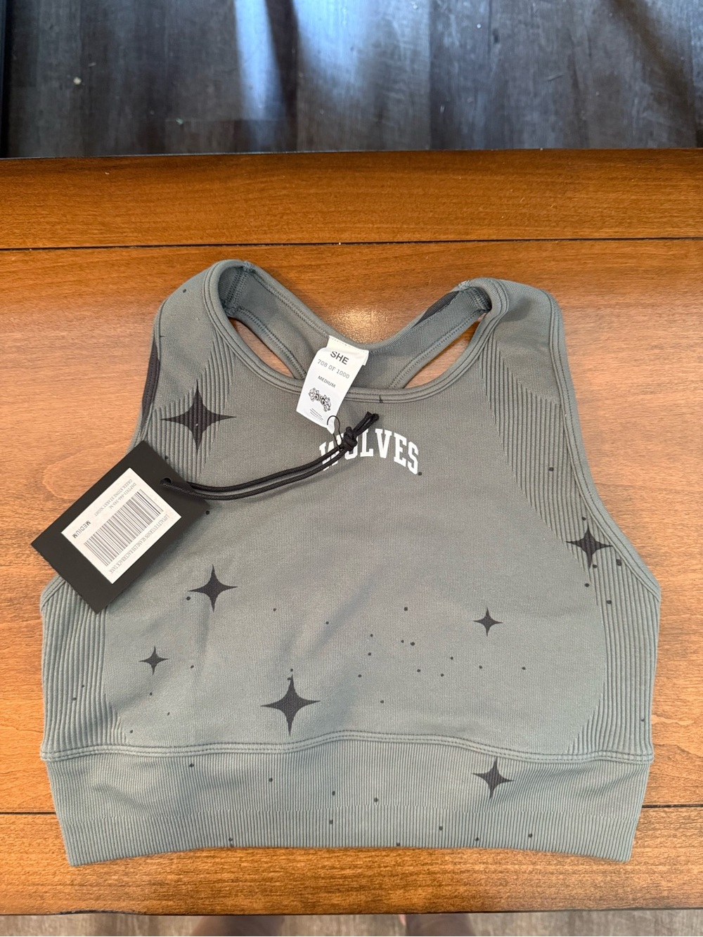 Darc Sport Sage Green Star-Print Racerback Crop Top